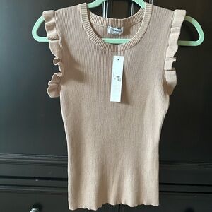 Fitted Tank Top with Flutter Sleeves and Ruffled Details